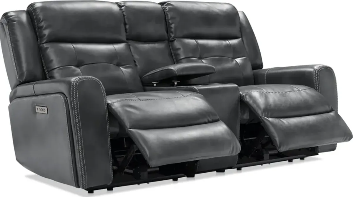 Damen 3-Piece Dual-Power Reclining Loveseat with Console - Charcoal