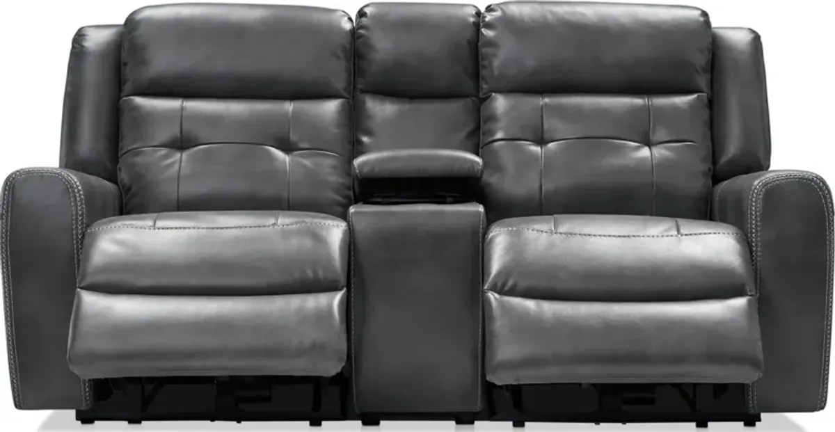 Damen 3-Piece Dual-Power Reclining Loveseat with Console - Charcoal