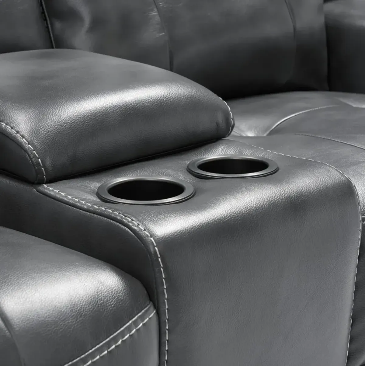 Damen 3-Piece Dual-Power Reclining Loveseat with Console - Charcoal