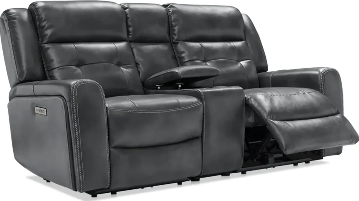 Damen 3-Piece Dual-Power Reclining Loveseat with Console - Charcoal