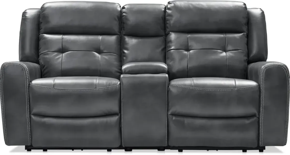 Damen 3-Piece Dual-Power Reclining Loveseat with Console - Charcoal