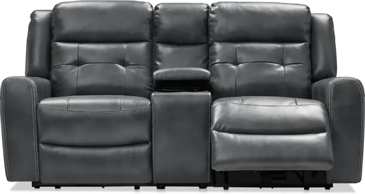 Damen 3-Piece Dual-Power Reclining Loveseat with Console - Charcoal