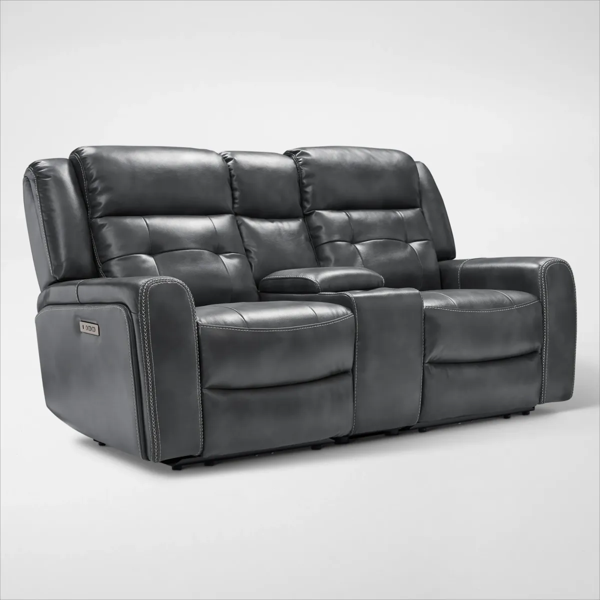 Damen 3-Piece Dual-Power Reclining Loveseat with Console - Charcoal