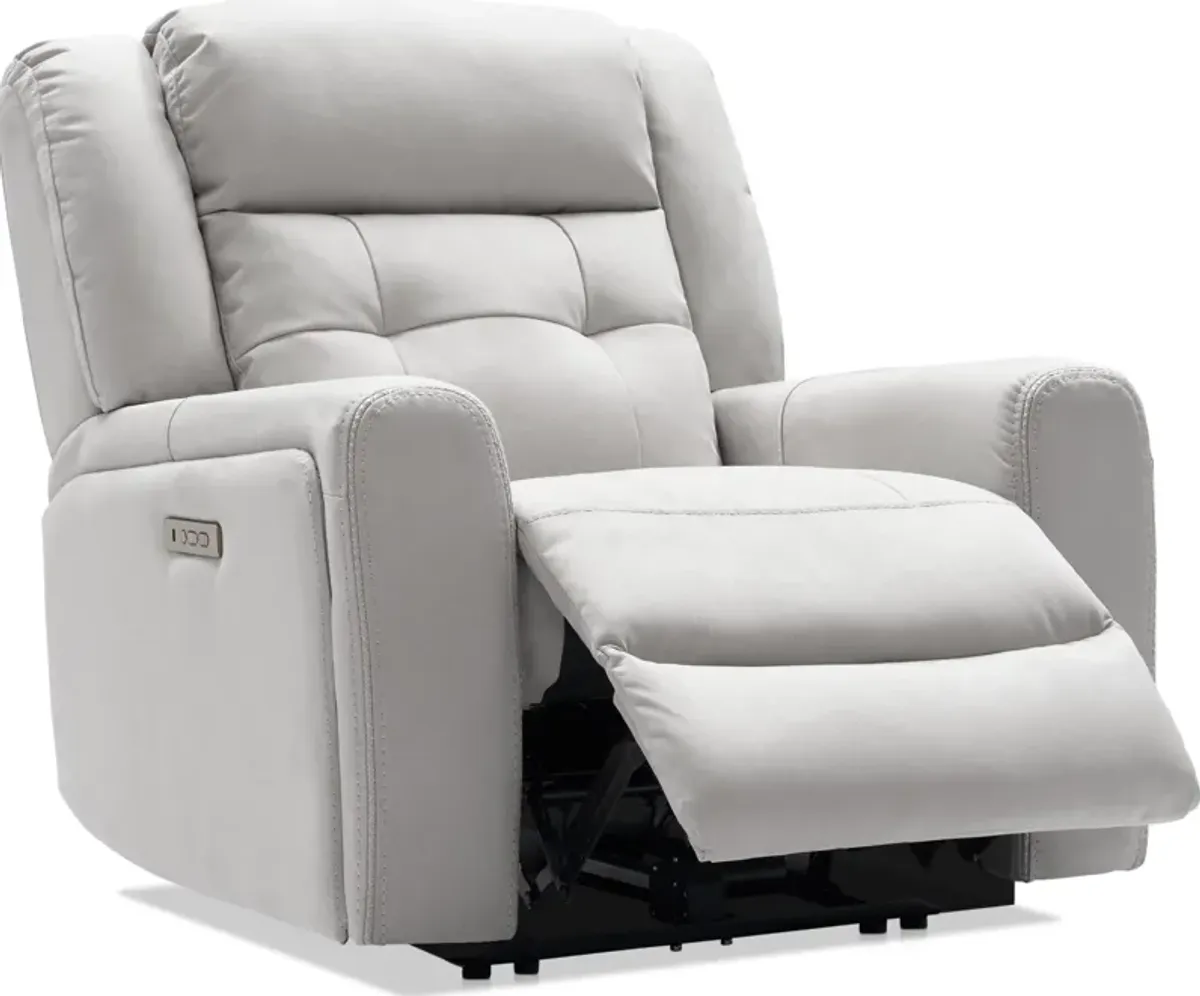 Damen Dual-Power Reclining Sofa and Recliner - Light Gray