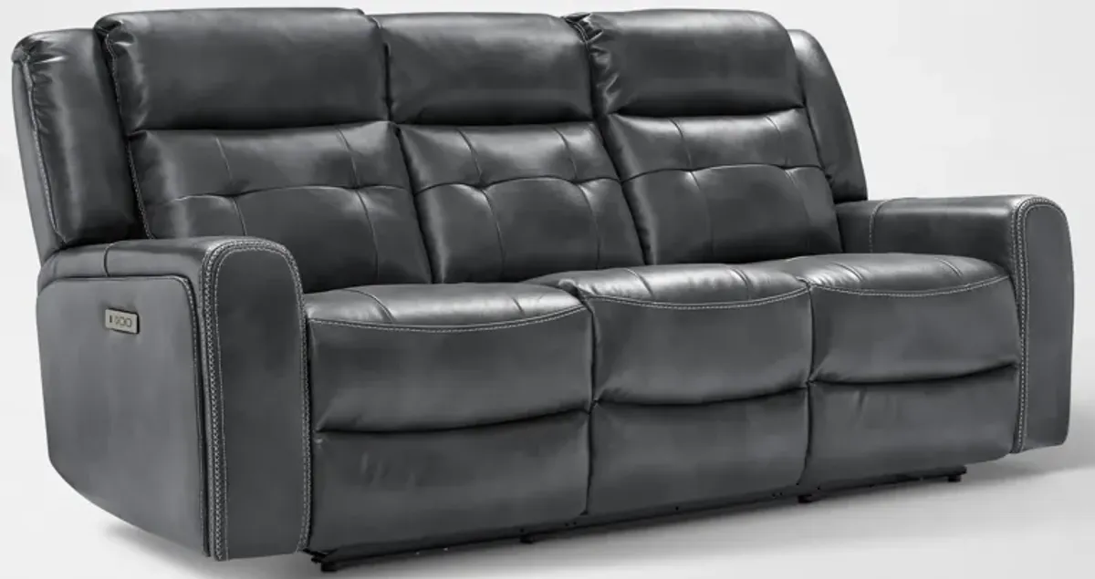 Damen Dual-Power Reclining Sofa and Loveseat - Charcoal