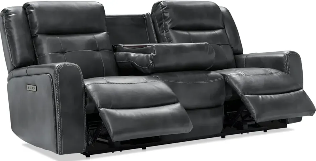 Damen Dual-Power Reclining Sofa and Loveseat - Charcoal