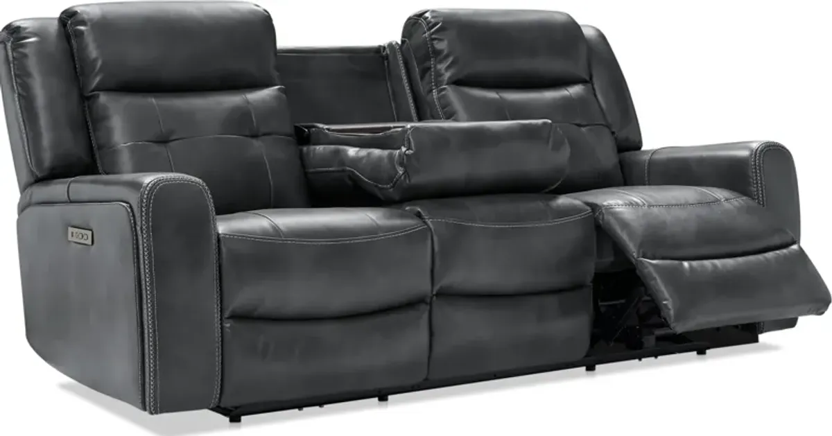 Damen Dual-Power Reclining Sofa and Loveseat - Charcoal