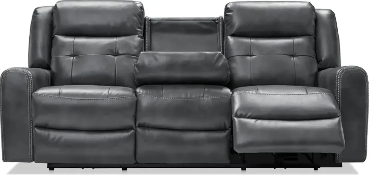 Damen Dual-Power Reclining Sofa and Loveseat - Charcoal