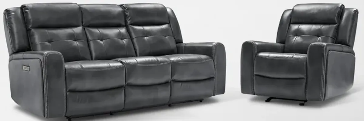 Damen Dual-Power Reclining Sofa and Recliner - Charcoal