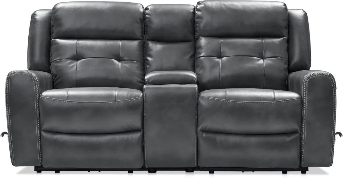 Damen 3-Piece Manual Reclining Gliding Loveseat with Console - Charcoal