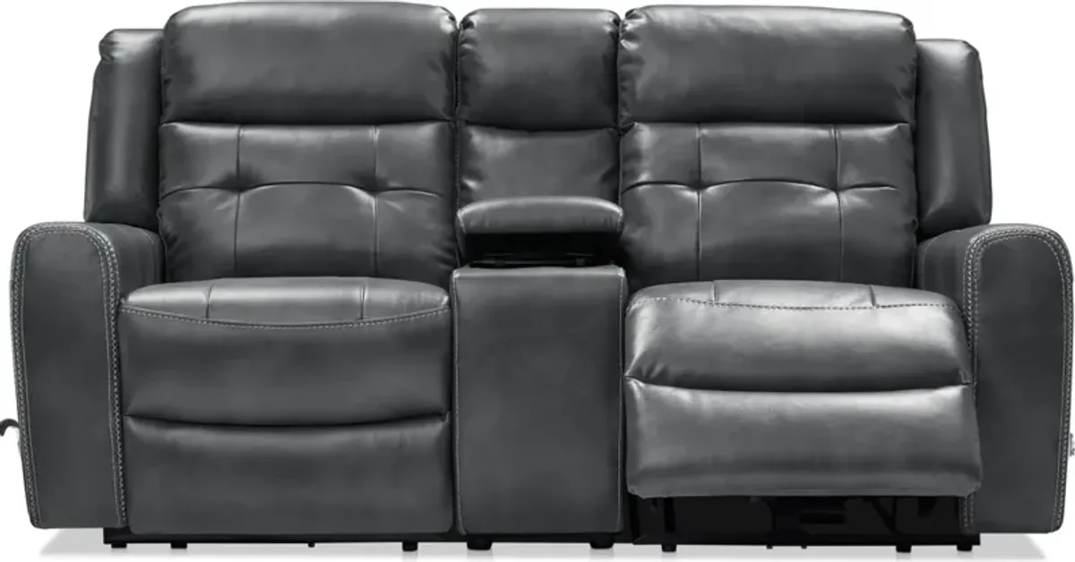 Damen 3-Piece Manual Reclining Gliding Loveseat with Console - Charcoal