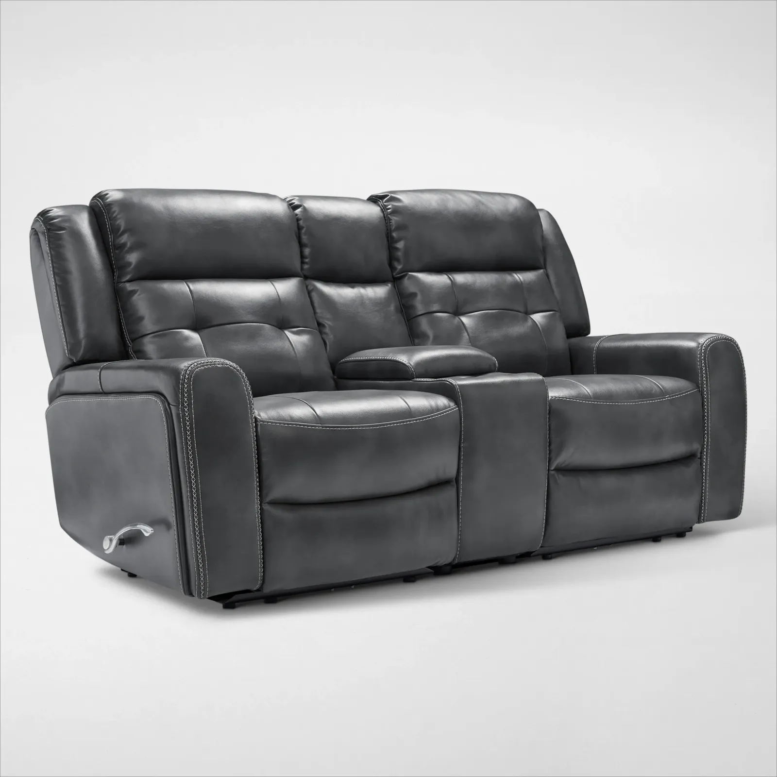 Damen 3-Piece Manual Reclining Gliding Loveseat with Console - Charcoal