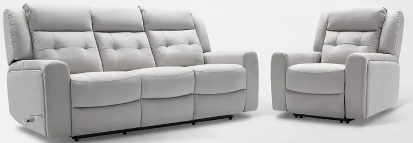 Damen Manual Reclining Gliding Sofa and Recliner - Light Gray