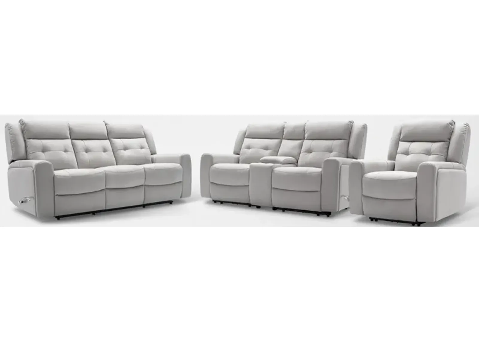 Damen Manual Reclining Gliding Sofa, Loveseat, and Recliner - Light Gray