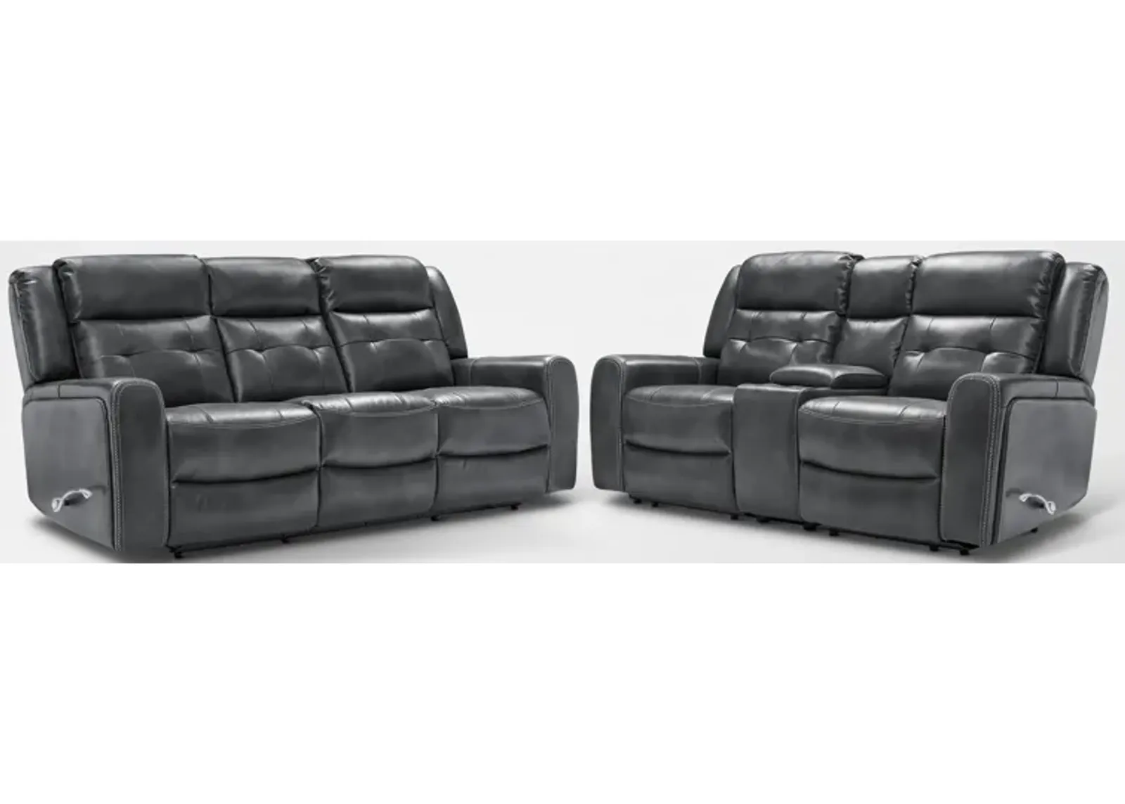 Damen Manual Reclining Gliding Sofa and Loveseat - Charcoal