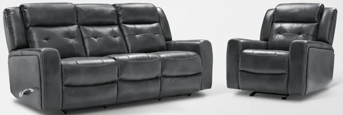 Damen Manual Reclining Gliding Sofa and Recliner - Charcoal