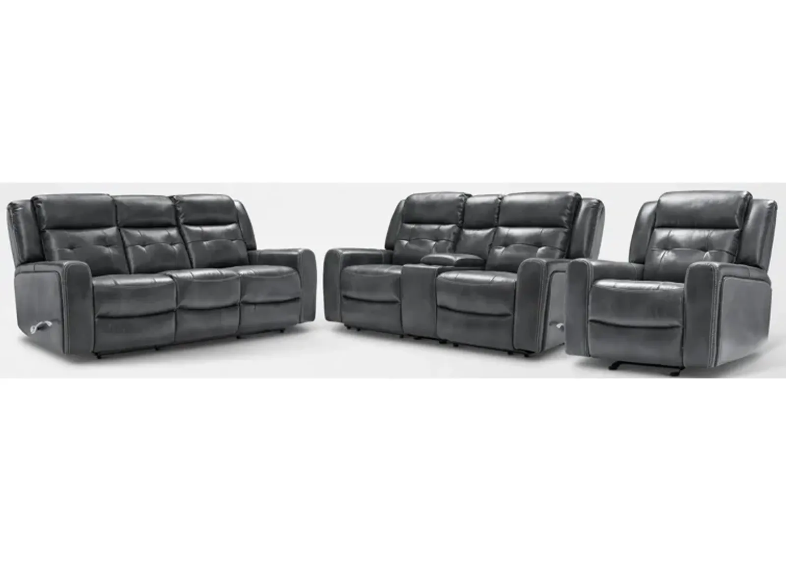 Damen Manual Reclining Gliding Sofa, Loveseat, and Recliner - Charcoal