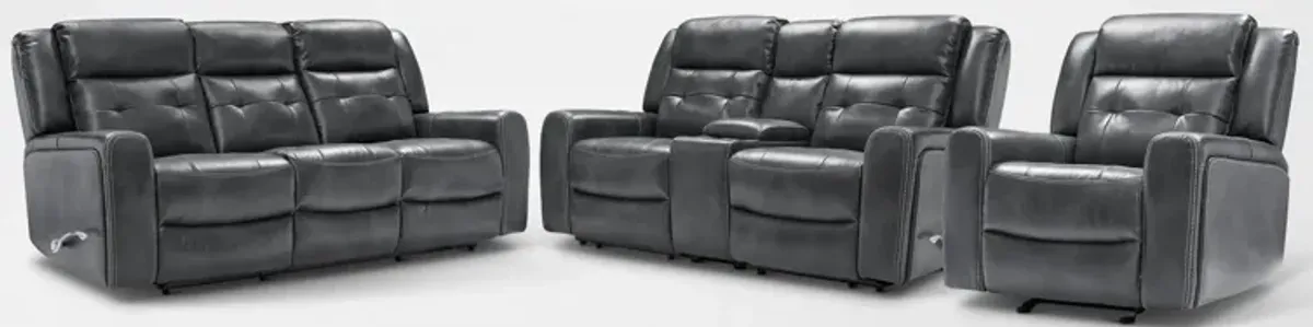 Damen Manual Reclining Gliding Sofa, Loveseat, and Recliner - Charcoal