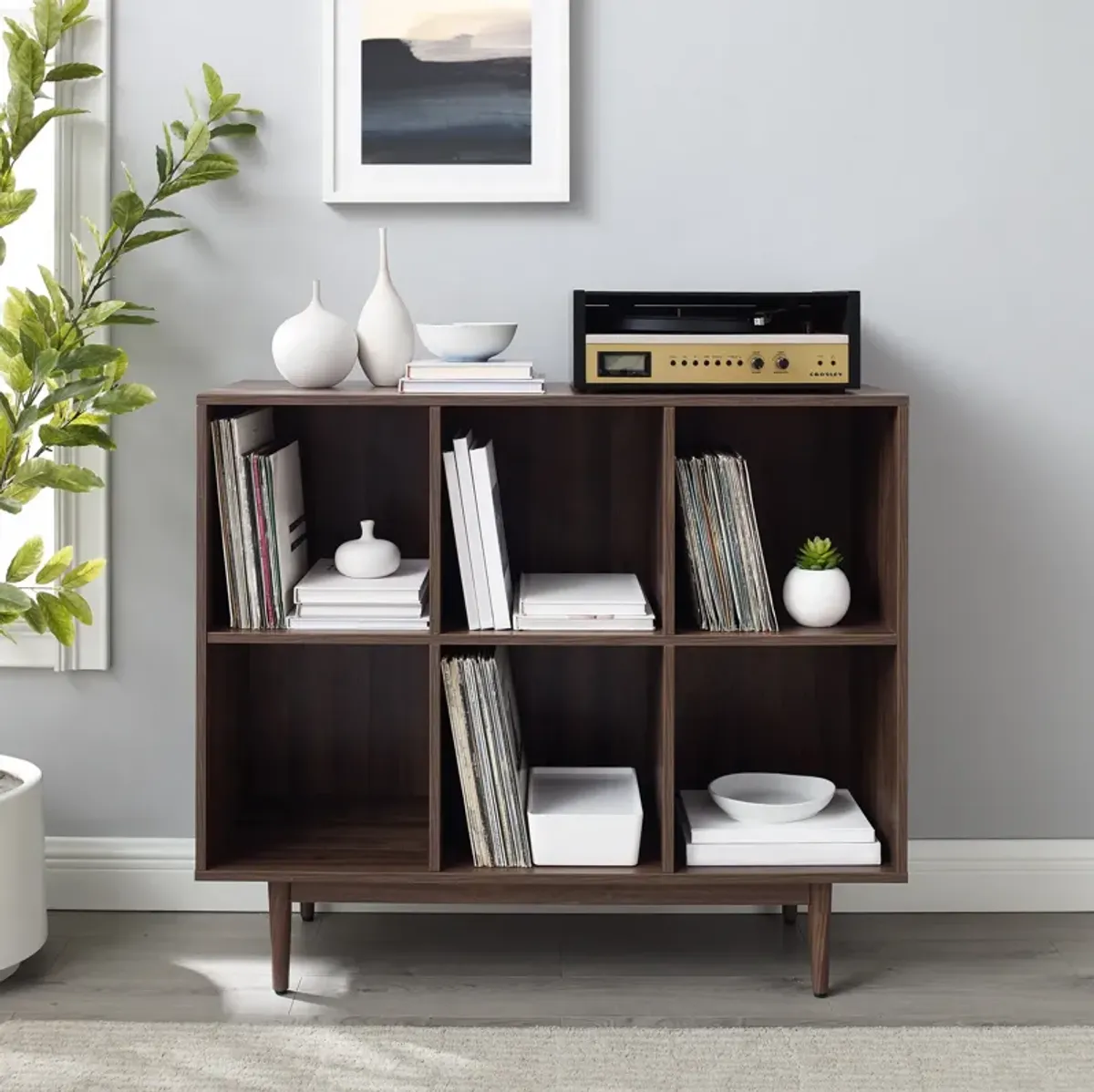 Dennis 6 Cube Bookcase - Walnut