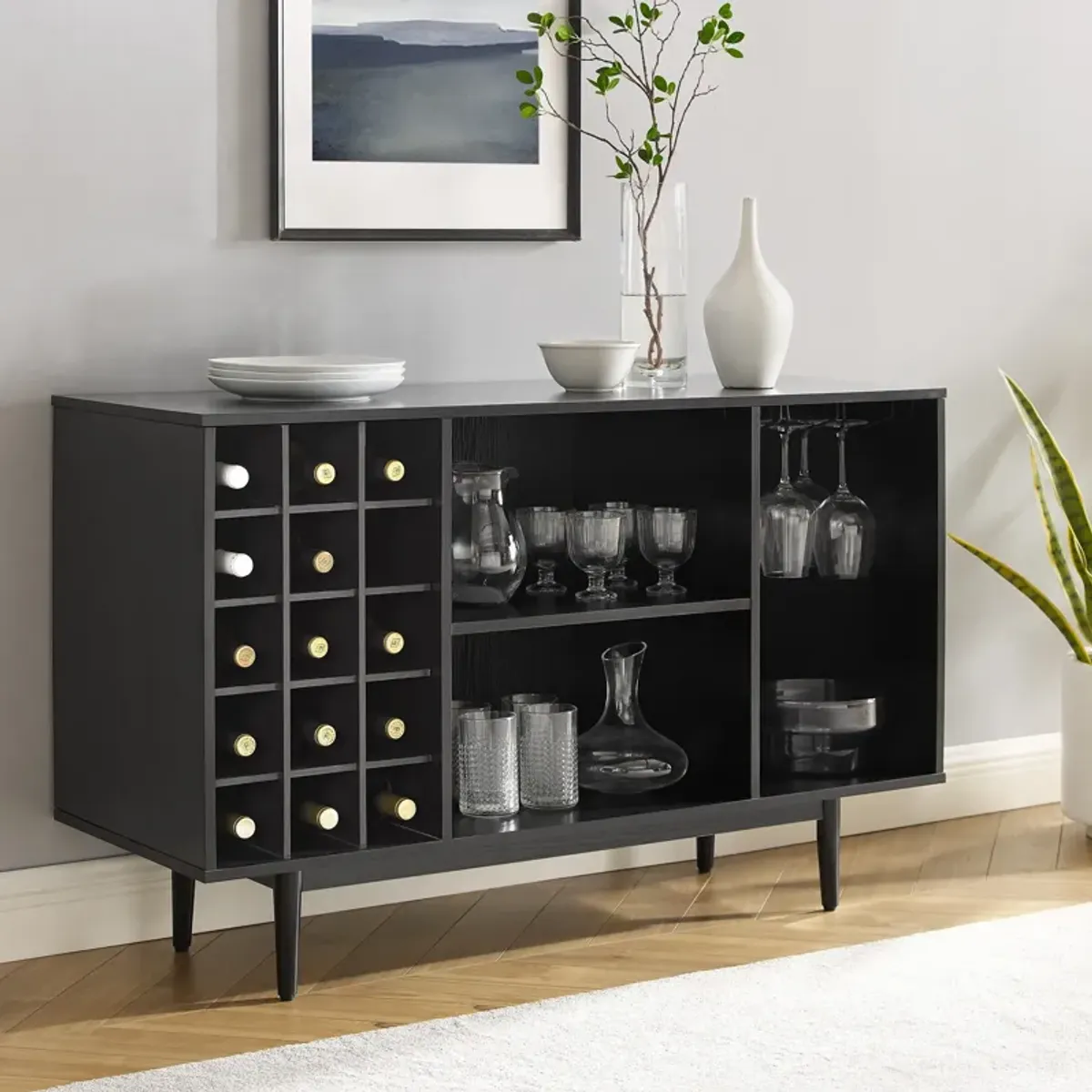 Dennis Wine Storage Sideboard - Black