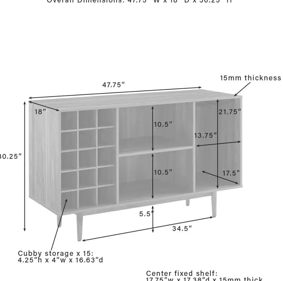 Dennis Wine Storage Sideboard - Walnut