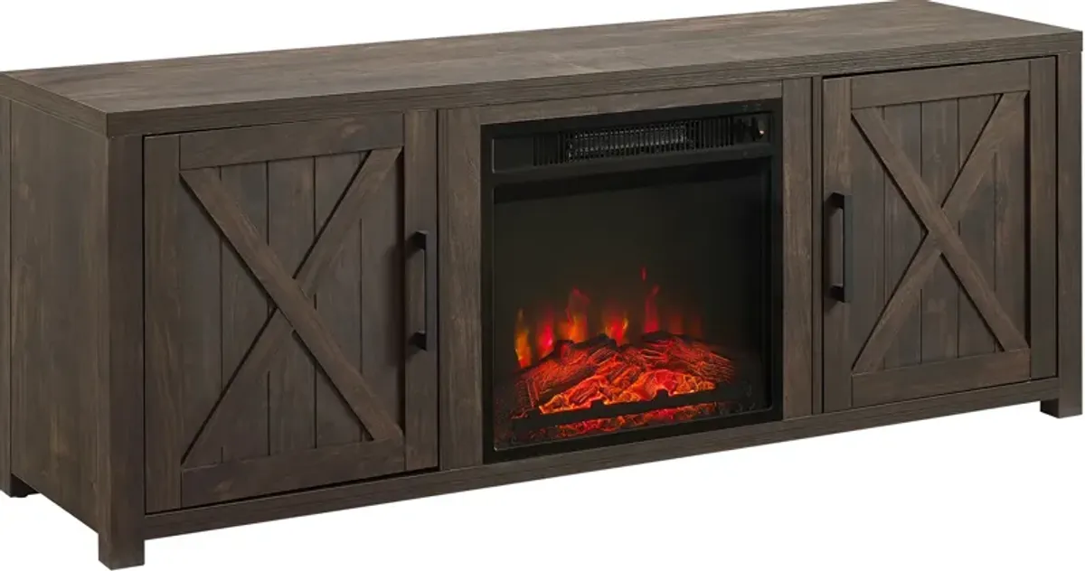 Zyla 58" TV Stand with Fireplace - Walnut