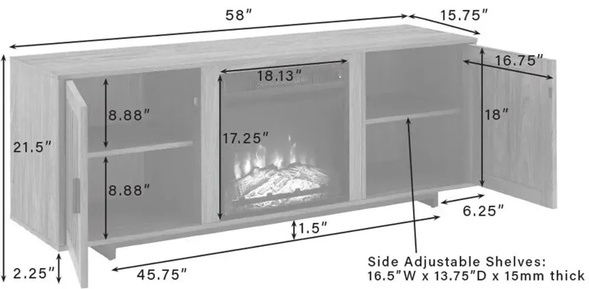 Bennington 58" TV Stand with Fireplace