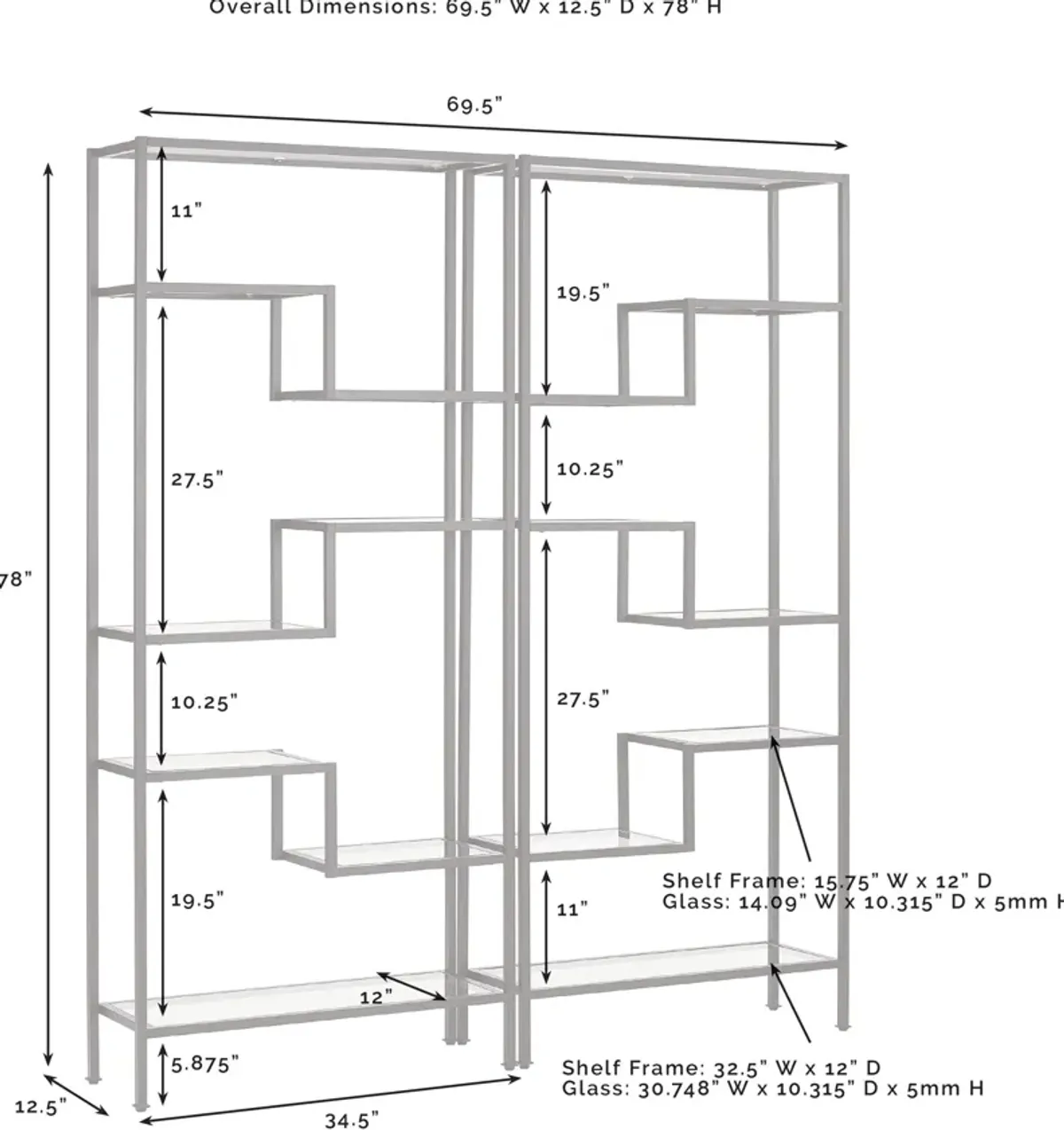 Tesly 2-Piece Etagere Set - Black