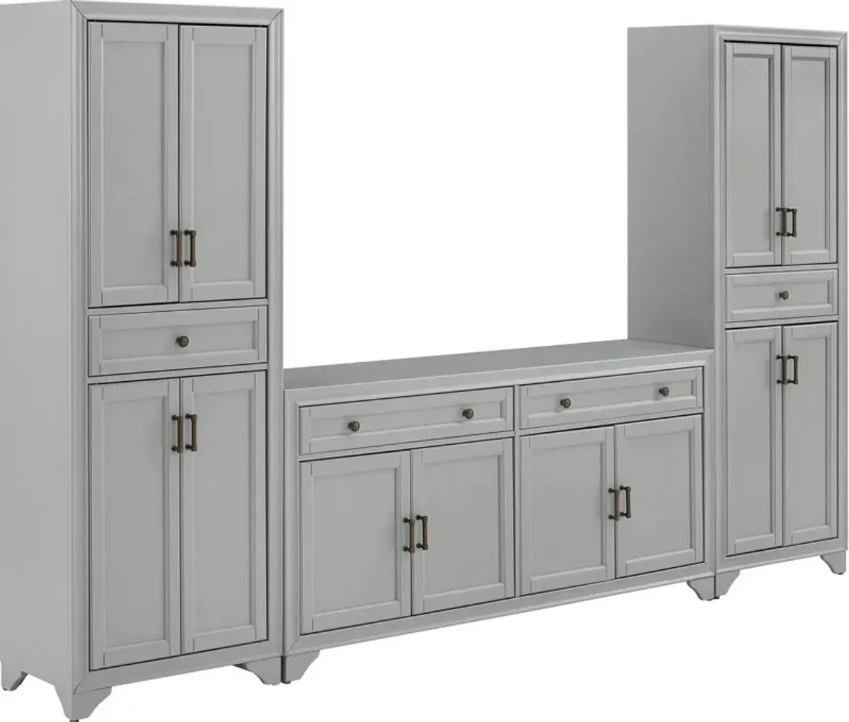 Pierre 2 Pantries and Sideboard Set - Gray