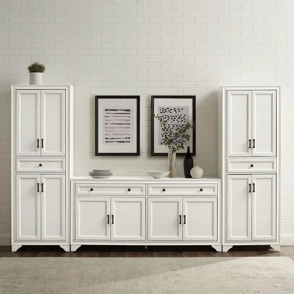 Pierre 2 Pantries and Sideboard Set - White