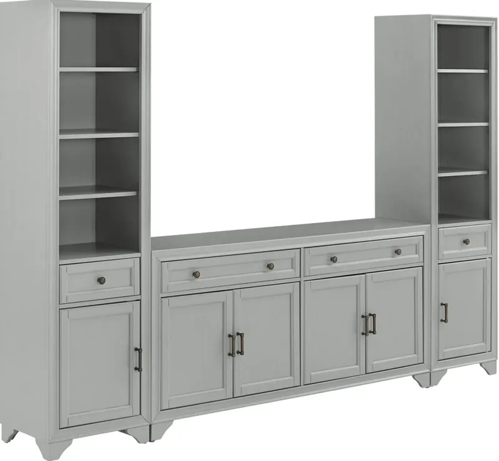 Pierre 2 Bookcases and Sideboard Set - Gray