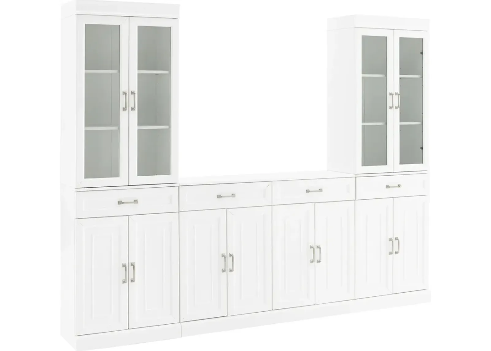 Honnaly 2 Pantries with Glass Doors and Sideboard Set