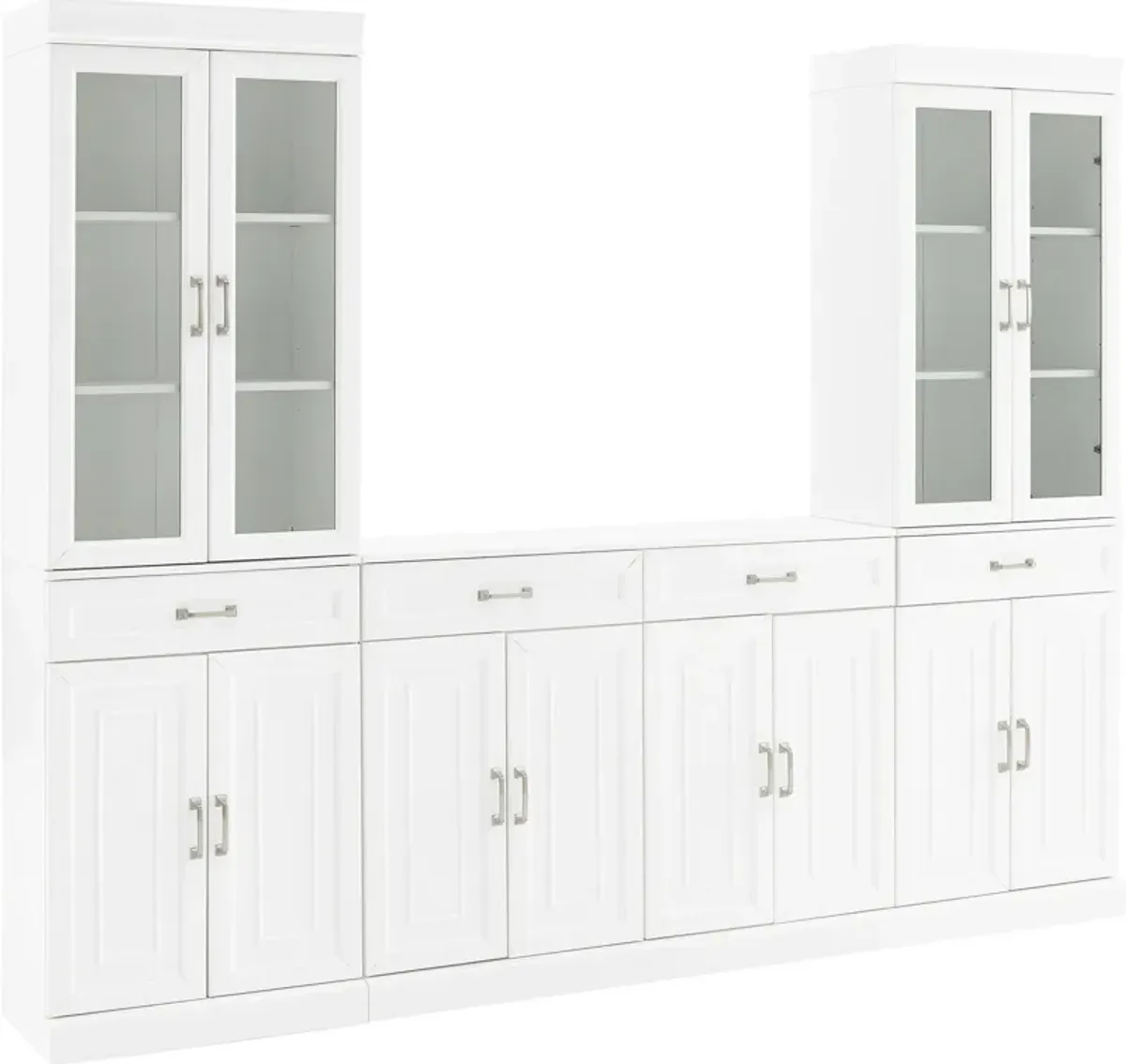 Honnaly 2 Pantries with Glass Doors and Sideboard Set