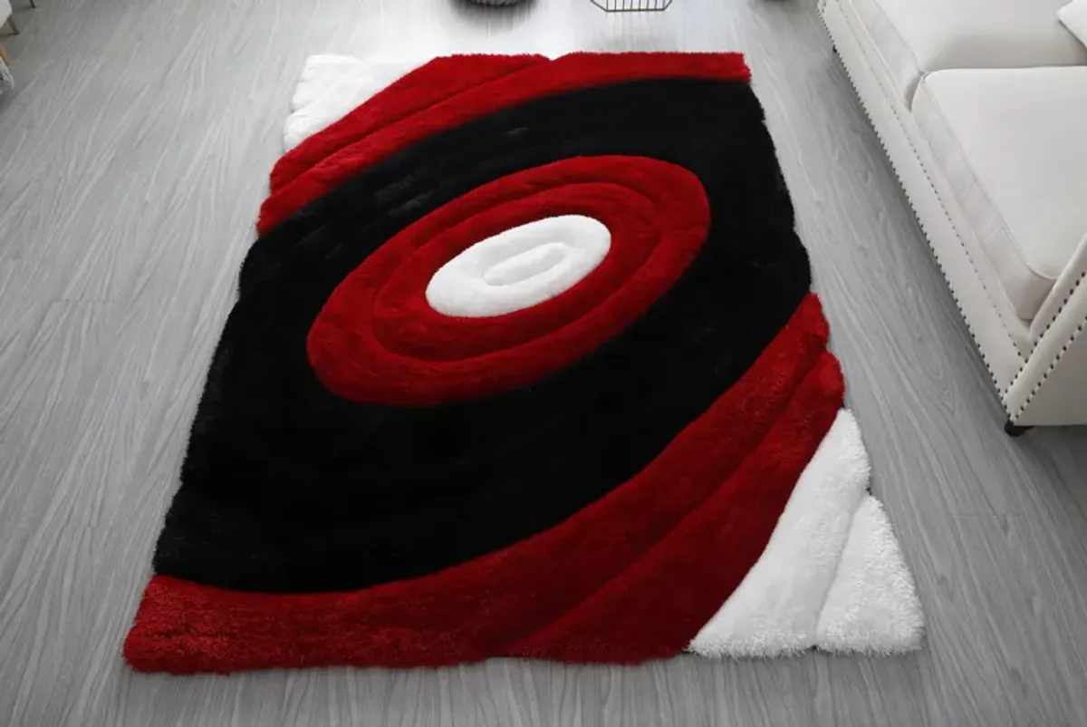 Circles 5' x 7' Area Rug - Red/White/Black