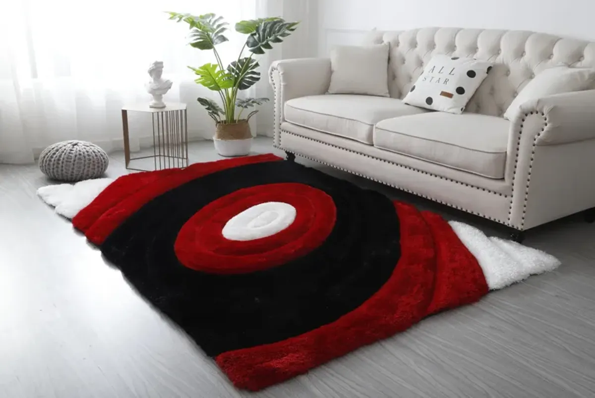 Circles 5' x 7' Area Rug - Red/White/Black