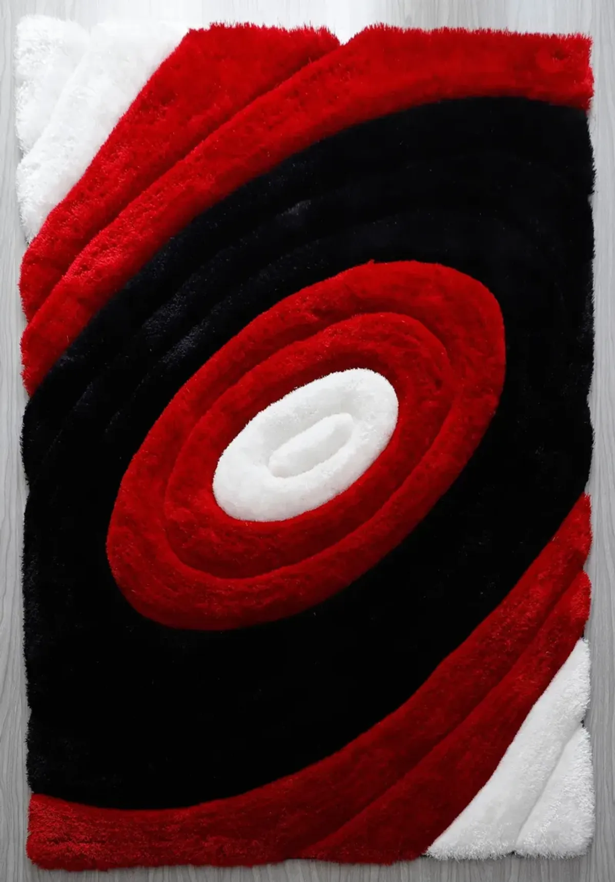 Circles 5' x 7' Area Rug - Red/White/Black