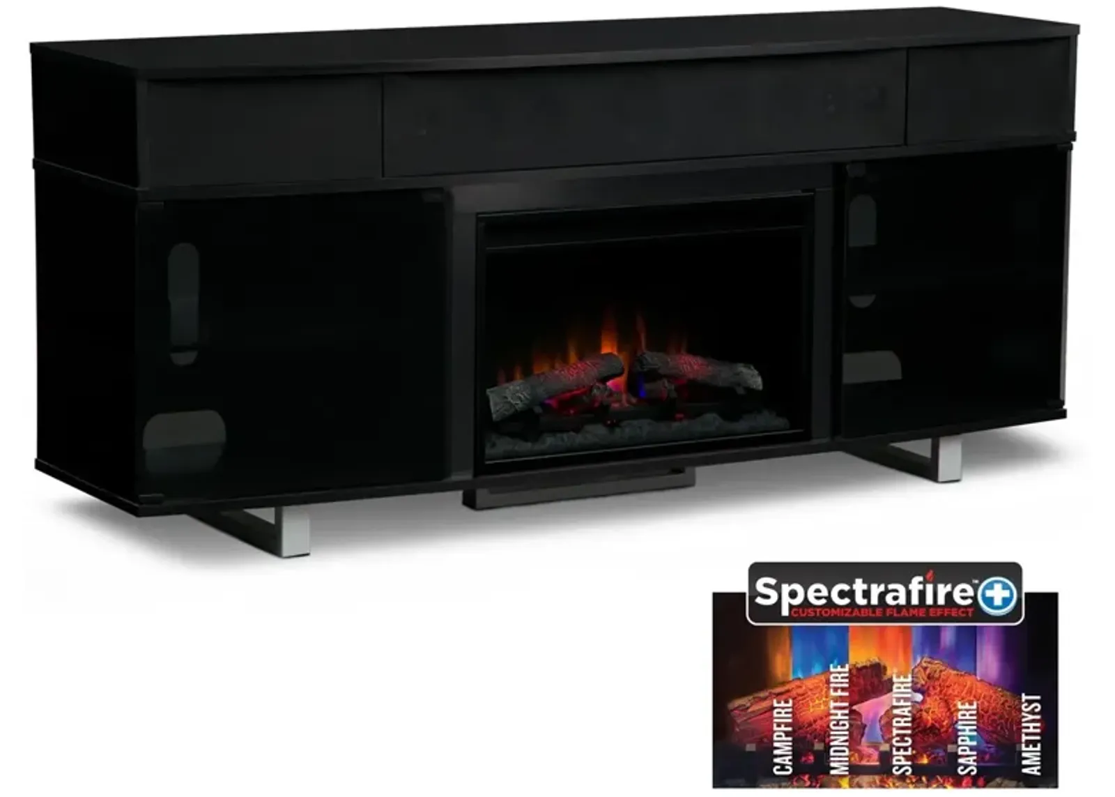 Pacer 72" Traditional Fireplace TV Stand with Sound Bar - Black