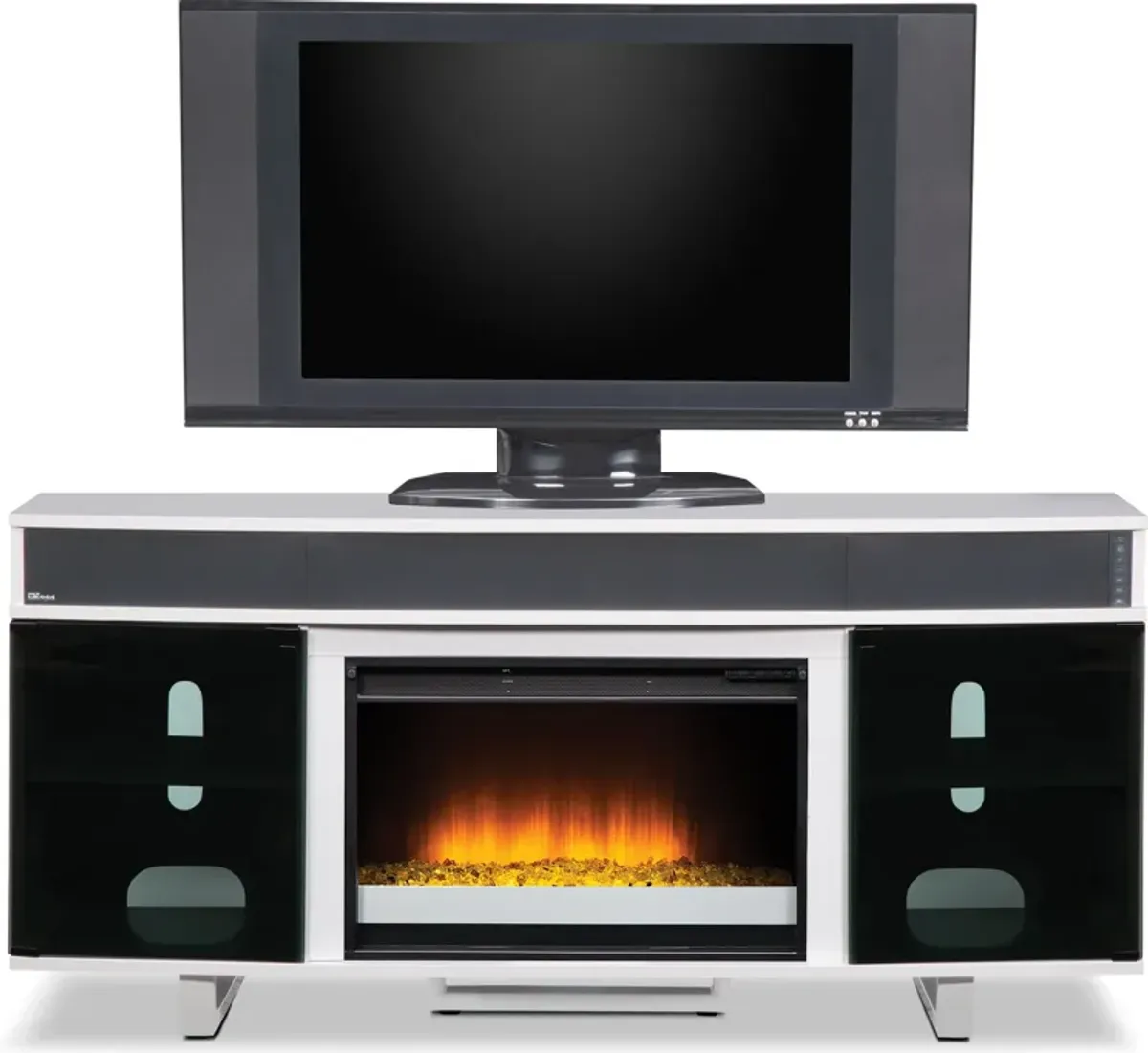 Pacer 64" Contemporary Fireplace TV Stand with Sound Bar - White