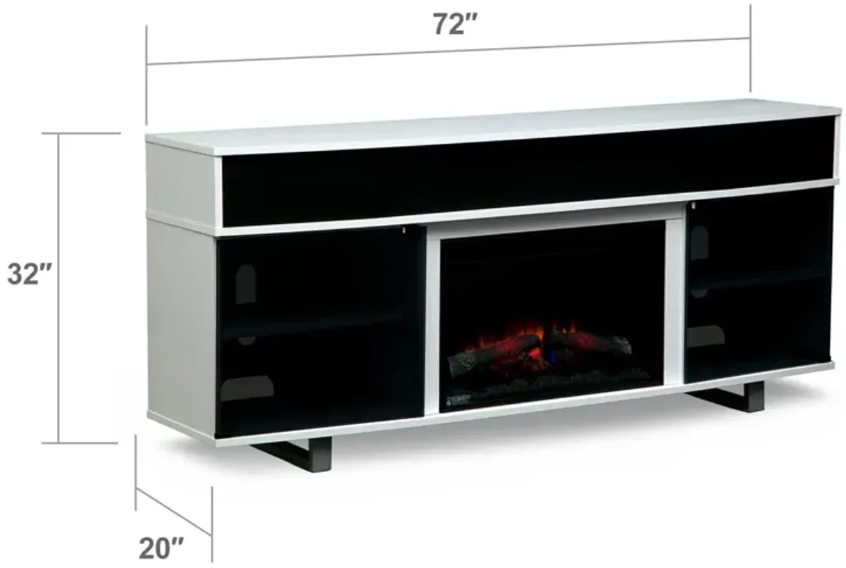 Pacer 72" Traditional Fireplace TV Stand with Sound Bar - White