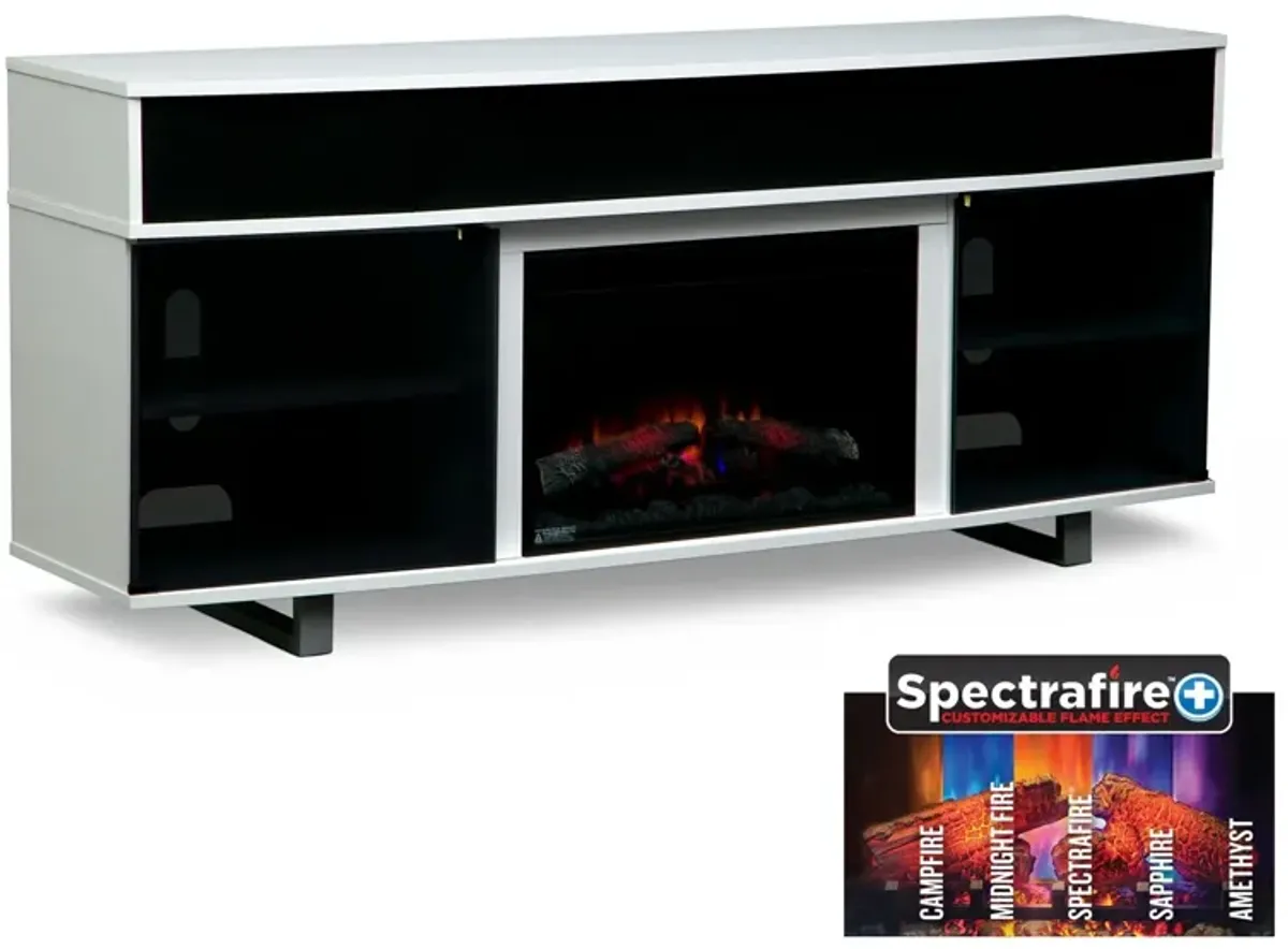 Pacer 72" Traditional Fireplace TV Stand with Sound Bar - White