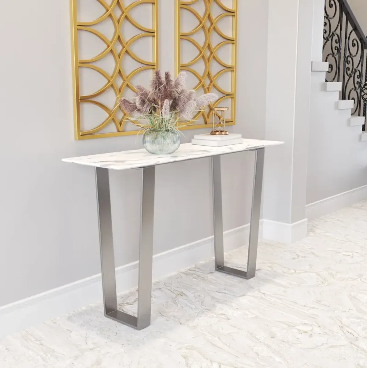 Hammy Console Table - White/Silver