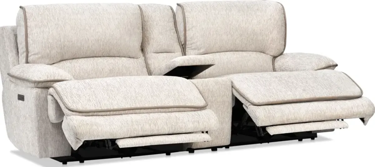 Olsen Dual-Power Reclining Loveseat with Console - Dove