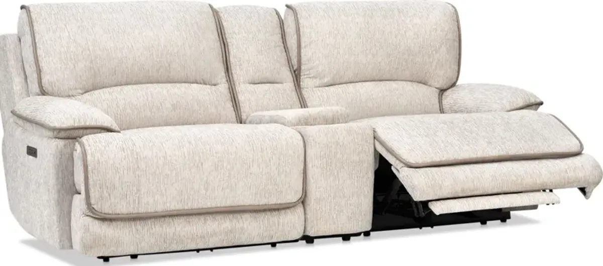 Olsen Dual-Power Reclining Loveseat with Console - Dove