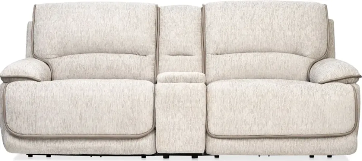 Olsen Dual-Power Reclining Loveseat with Console - Dove