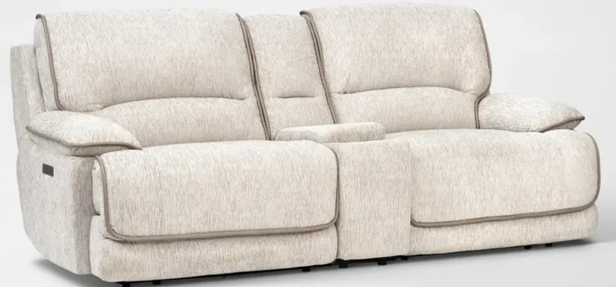 Olsen Dual-Power Reclining Loveseat with Console - Dove