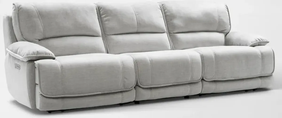 Olsen Dual-Power 3-Piece Reclining Sofa - Silver