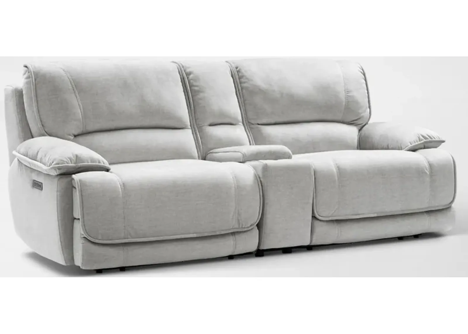 Olsen Dual-Power Reclining Loveseat with Console - Silver