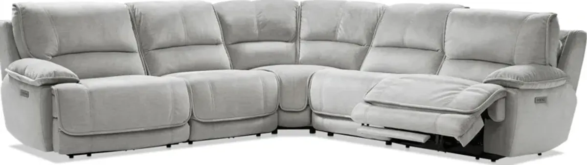 Olsen Dual-Power 5-Piece Reclining Sectional - Silver