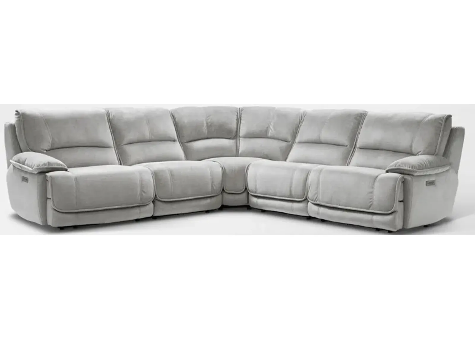 Olsen Dual-Power 5-Piece Reclining Sectional - Silver