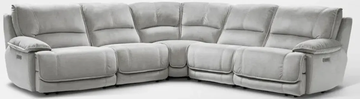 Olsen Dual-Power 5-Piece Reclining Sectional - Silver